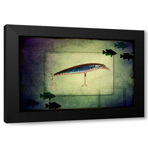 Fishing - Deep Blue Black Modern Wood Framed Art Print by LightBoxJournal