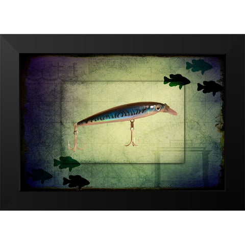 Fishing - Deep Blue Black Modern Wood Framed Art Print by LightBoxJournal