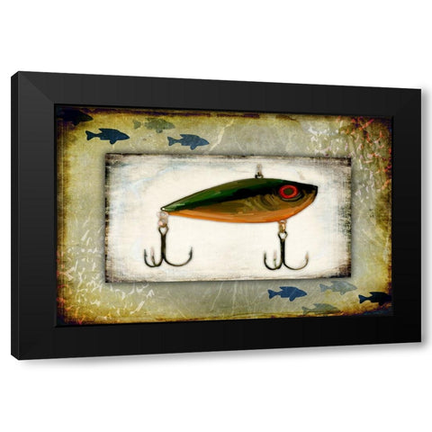 Fishing - Bait Lure Black Modern Wood Framed Art Print with Double Matting by LightBoxJournal