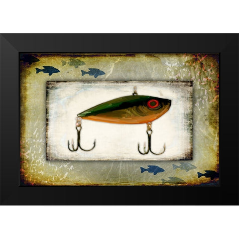 Fishing - Bait Lure Black Modern Wood Framed Art Print by LightBoxJournal