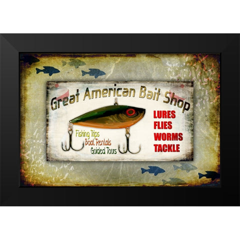 Fishing - Bait Shop Black Modern Wood Framed Art Print by LightBoxJournal