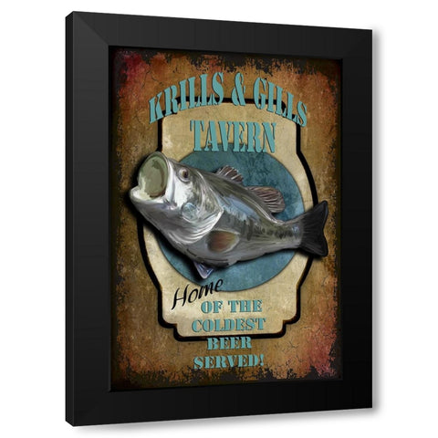 Krills And Gills Tavern Black Modern Wood Framed Art Print with Double Matting by LightBoxJournal