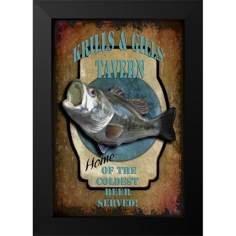 Krills And Gills Tavern Black Modern Wood Framed Art Print by LightBoxJournal