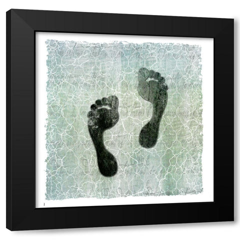 Life Is Better At The Lake Foot Print Black Modern Wood Framed Art Print by LightBoxJournal