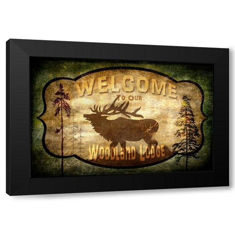 Welcome_Lodge Elk Black Modern Wood Framed Art Print by LightBoxJournal