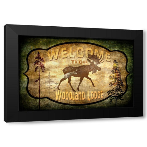Welcome_Lodge Moose Black Modern Wood Framed Art Print by LightBoxJournal