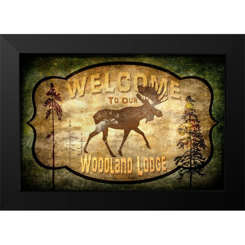 Welcome_Lodge Moose Black Modern Wood Framed Art Print by LightBoxJournal