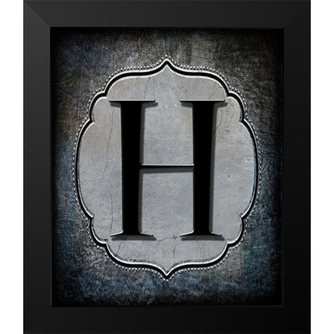 Letter H Black Modern Wood Framed Art Print by LightBoxJournal