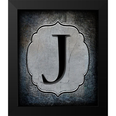 Letter J Black Modern Wood Framed Art Print by LightBoxJournal