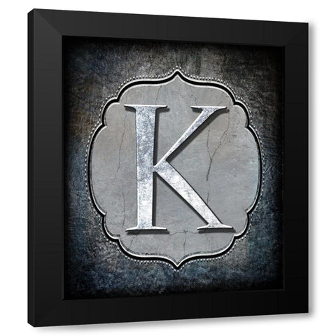 Letter K Black Modern Wood Framed Art Print by LightBoxJournal