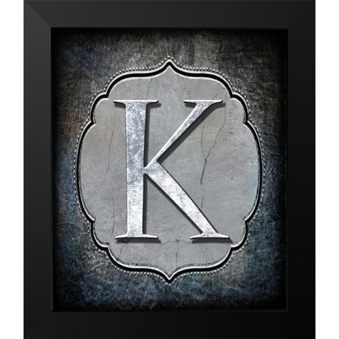 Letter K Black Modern Wood Framed Art Print by LightBoxJournal