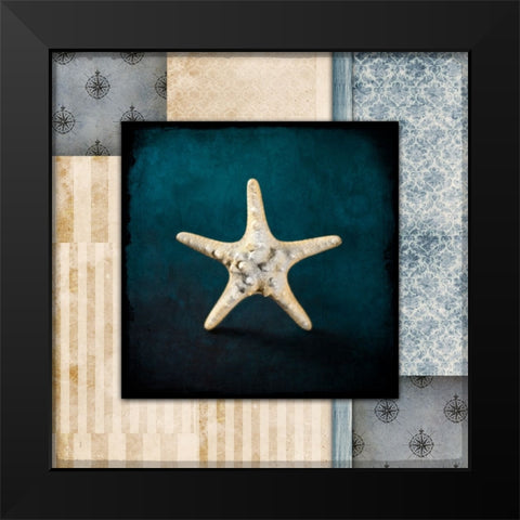 Blue Sea Bumpy Star Black Modern Wood Framed Art Print by LightBoxJournal