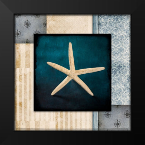 Blue Sea Starfish Black Modern Wood Framed Art Print by LightBoxJournal