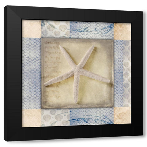 White Sea Starfish Black Modern Wood Framed Art Print by LightBoxJournal
