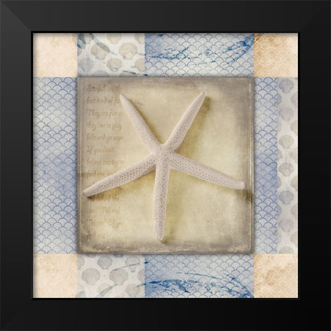 White Sea Starfish Black Modern Wood Framed Art Print by LightBoxJournal