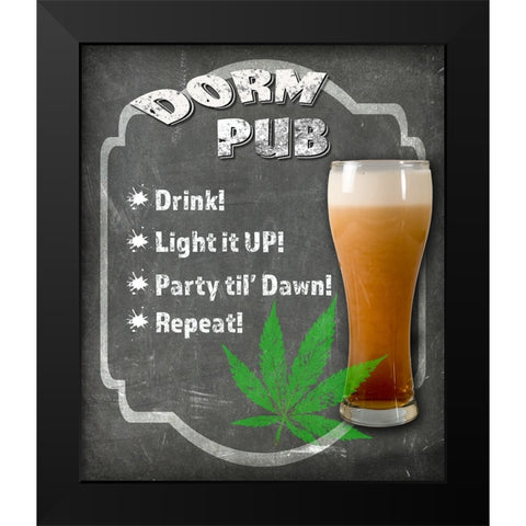 Dorm Room Pub Black Modern Wood Framed Art Print by LightBoxJournal