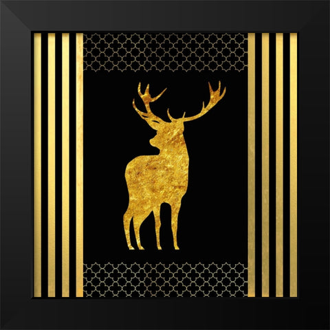 Black And Gold - Feathered Fashion Stag Black Modern Wood Framed Art Print by LightBoxJournal