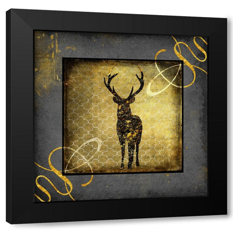 Black And Gold - Stag Black Modern Wood Framed Art Print by LightBoxJournal