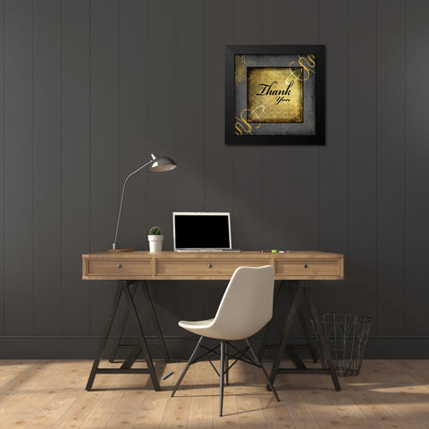Black And Gold - Thank you 1 Black Modern Wood Framed Art Print by LightBoxJournal