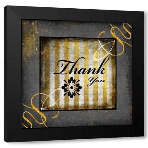 Black And Gold - Thank you 2 Black Modern Wood Framed Art Print with Double Matting by LightBoxJournal