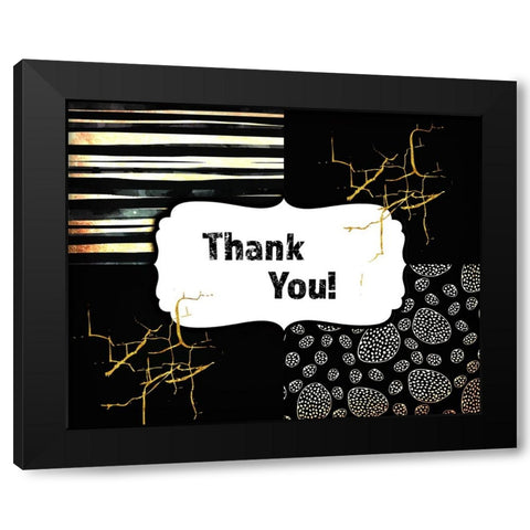 Black And Gold - Thank you 3 Black Modern Wood Framed Art Print with Double Matting by LightBoxJournal