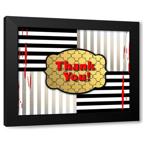 Black And Gold - Thank you 4 Black Modern Wood Framed Art Print with Double Matting by LightBoxJournal