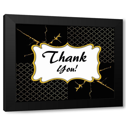 Black And Gold - Thank you 5 Black Modern Wood Framed Art Print with Double Matting by LightBoxJournal