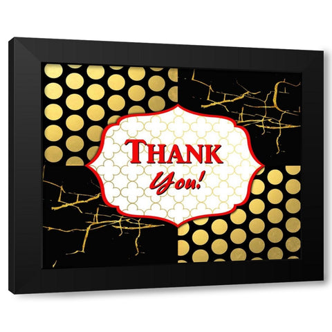 Black And Gold - Thank you 6 Black Modern Wood Framed Art Print with Double Matting by LightBoxJournal