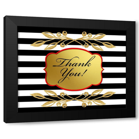 Black And Gold - Thank you 7 Black Modern Wood Framed Art Print with Double Matting by LightBoxJournal