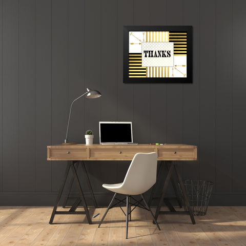 Black And Gold - Thank you 8 Black Modern Wood Framed Art Print by LightBoxJournal