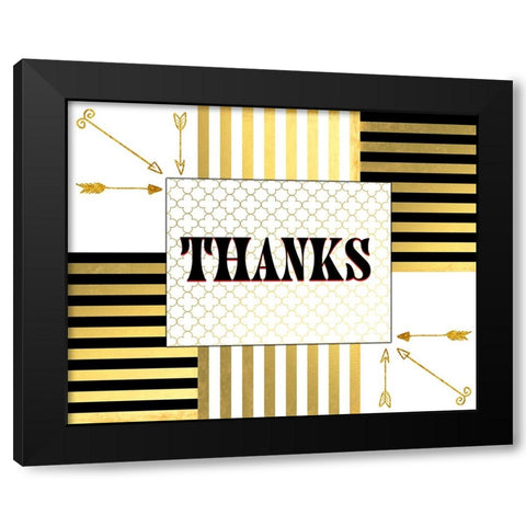 Black And Gold - Thank you 8 Black Modern Wood Framed Art Print with Double Matting by LightBoxJournal