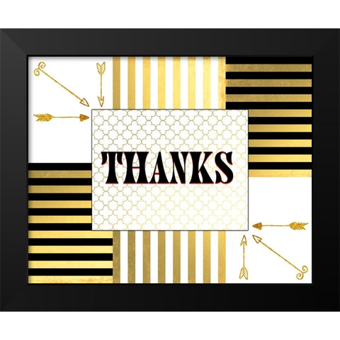 Black And Gold - Thank you 8 Black Modern Wood Framed Art Print by LightBoxJournal