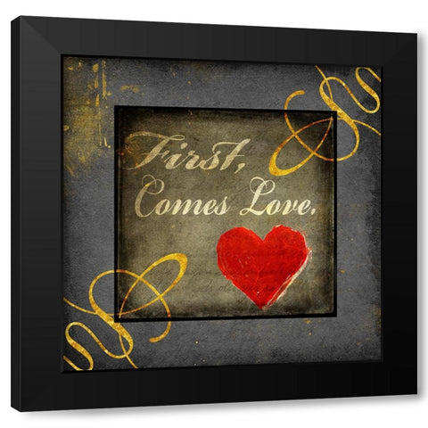 Gold First Comes Love 1 Black Modern Wood Framed Art Print by LightBoxJournal