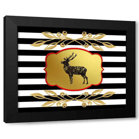 Gold Hello Beautiful deer Black Modern Wood Framed Art Print by LightBoxJournal