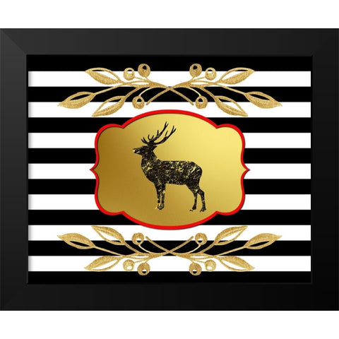 Gold Hello Beautiful deer Black Modern Wood Framed Art Print by LightBoxJournal
