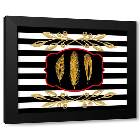 Gold Hello Beautiful feather Black Modern Wood Framed Art Print with Double Matting by LightBoxJournal