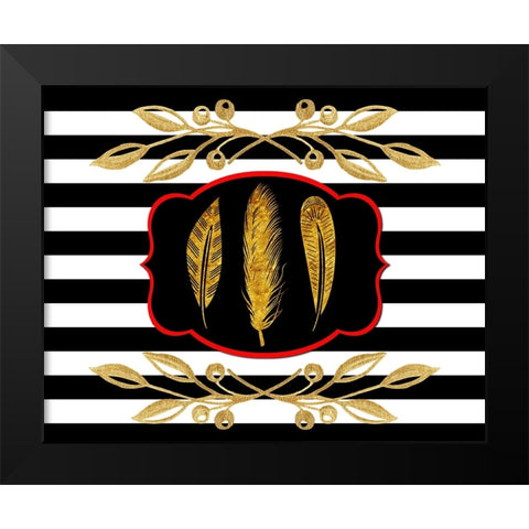 Gold Hello Beautiful feather Black Modern Wood Framed Art Print by LightBoxJournal