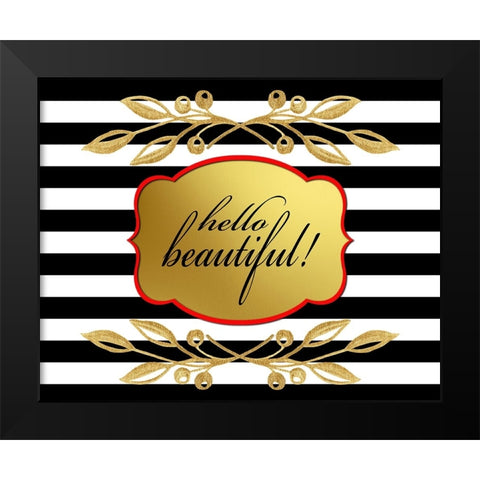 Gold Hello Beautiful Black Modern Wood Framed Art Print by LightBoxJournal
