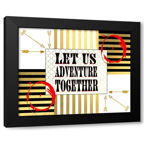 Gold Love Adventure Black Modern Wood Framed Art Print with Double Matting by LightBoxJournal