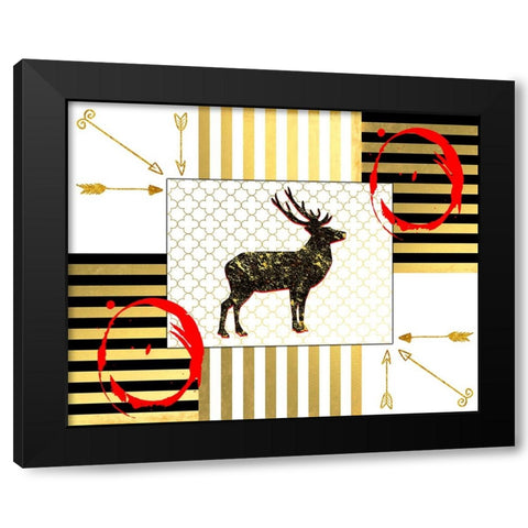 Gold Love Stag Right Black Modern Wood Framed Art Print by LightBoxJournal