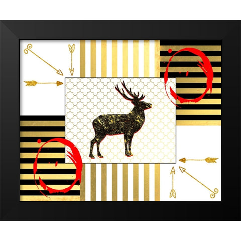 Gold Love Stag Right Black Modern Wood Framed Art Print by LightBoxJournal