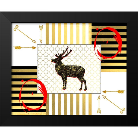 Gold Love Stag Black Modern Wood Framed Art Print by LightBoxJournal
