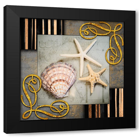 Gold Sea Scape 4 Black Modern Wood Framed Art Print by LightBoxJournal