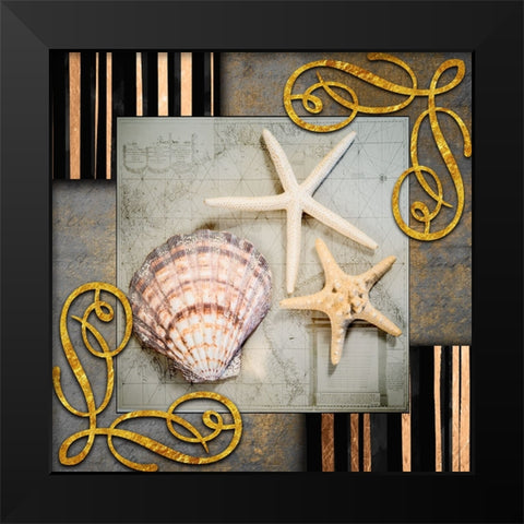 Gold Sea Scape 4 Black Modern Wood Framed Art Print by LightBoxJournal