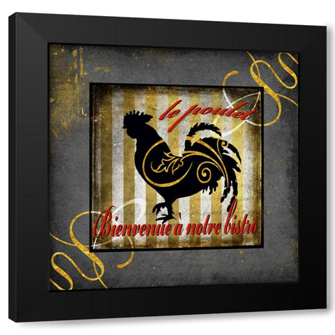 Gold Welcome To Our Bistro Chicken 1 Black Modern Wood Framed Art Print by LightBoxJournal
