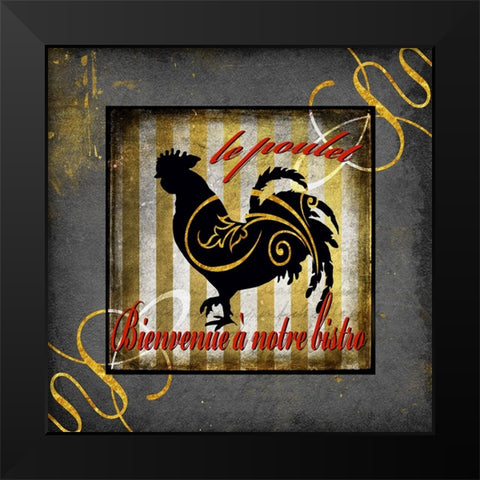 Gold Welcome To Our Bistro Chicken 1 Black Modern Wood Framed Art Print by LightBoxJournal