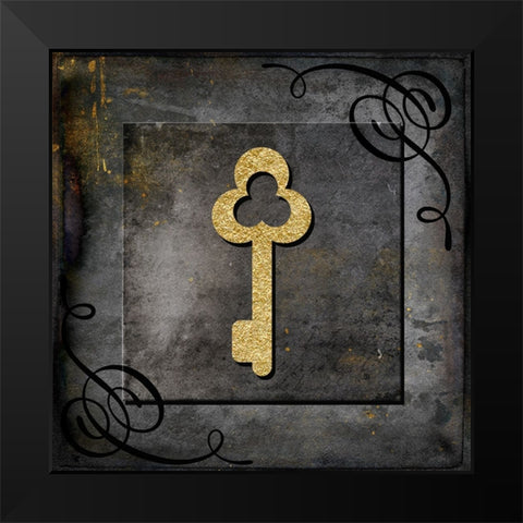 Grunge Gold Crown Key Black Modern Wood Framed Art Print by LightBoxJournal