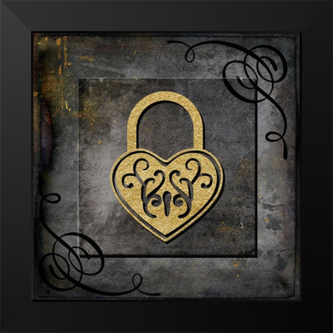 Grunge Gold Crown Lock Black Modern Wood Framed Art Print by LightBoxJournal