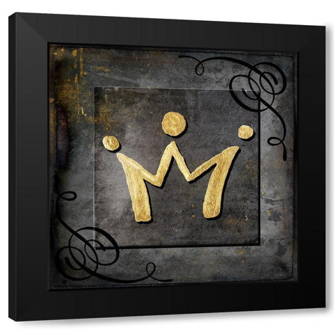 Grunge Gold Crown Black Modern Wood Framed Art Print by LightBoxJournal