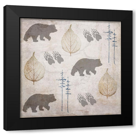 Moose Lodge Pattern Bear Black Modern Wood Framed Art Print with Double Matting by LightBoxJournal